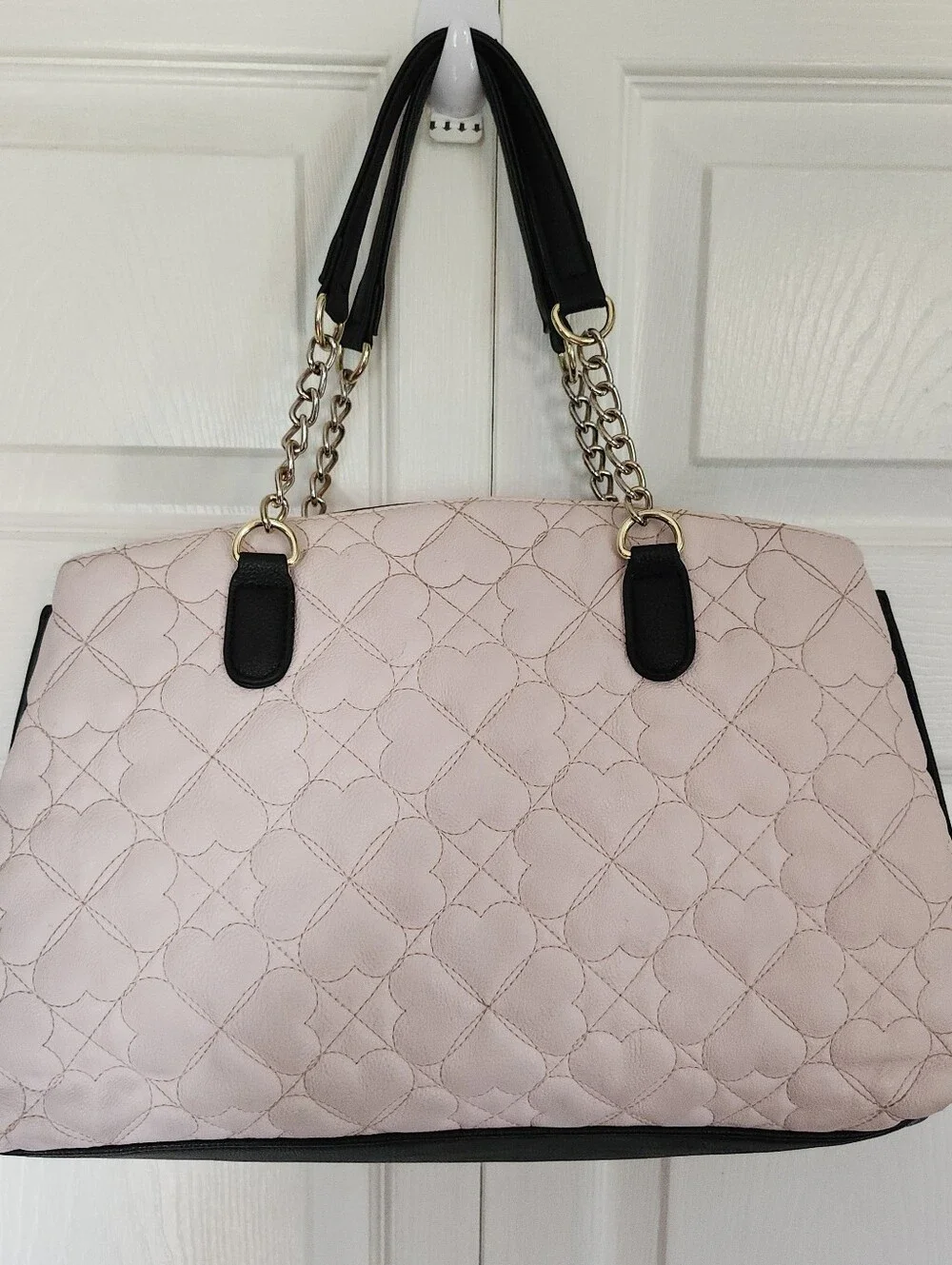 Betsey Johnson Pink Heart Quilted Tote/Bag Purse *READ* Missing Shoulder Strap